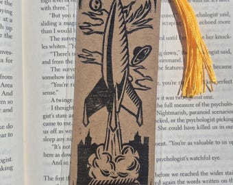 Sci-Fi Linocut Bookmark