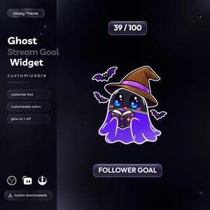 Ghost Stream Goal Widget, Custom Twitch Goal Overlay, Cute Halloween  Widget, Streamlabs StreamElements Follower Goal, Glassy Stream Overlay