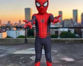 Kids Superhero Bodysuit Costume | Red & Black Cosplay Outfit for Role Play Party