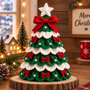 Ruffled Christmas Tree Crochet Pattern PDF | Layered Holiday Home Decor | Rag Christmas Tree Design
