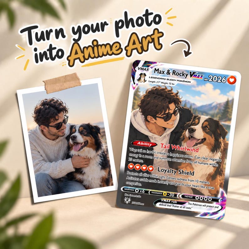 Personalized Pokemon Card, Custom Pokemon Card With Pet Photo, Pokemon ...