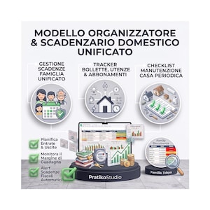 Organizzatore Casa Digitale per Google Fogli, Scadenze Familiari e Bollette