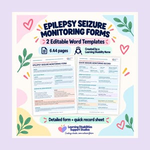 Epilepsy Seizure Monitoring Forms | Editable Word Templates for Families & Carers (Digital Download)