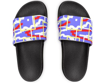 Color Circuit Women's Slide Sandals, Colorful Geometric Summer Slides