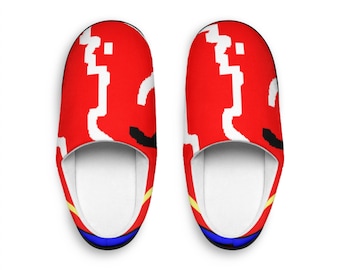 Red Abstract Art Men's Indoor Slippers, Colorful House Shoes