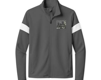 Abstract Art Full-Zip Performance Jacket, Sporty Graphic Jacket.