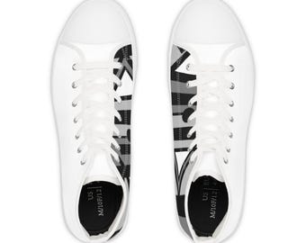 Urban Geometry Mens High Top Sneakers, Black & White Abstract Art Shoes | GZ for Zgreg United
