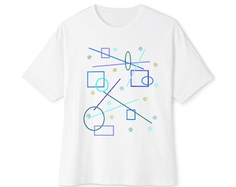 Abstract Line Art Oversized Boxy Tee, Minimalist Unisex Graphic Shirt