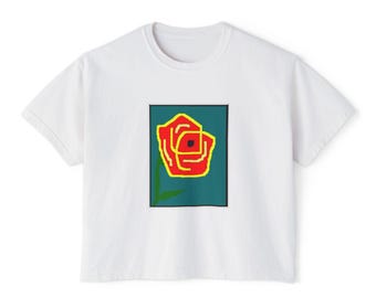 Electric Rose Women's Boxy T-Shirt, Colorful Abstract Art Tee