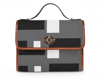 Monochrome Geometry Waterproof Canvas Bag