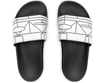 Urban Lines Women's Removable Strap Sandals, Abstract Art Slides