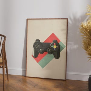 Vintage Gaming Controller Poster, Retro Console Art, Gaming Room Decor Gift
