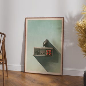 Retro-Gaming-Controller-Poster, minimalistische Vintage-NES-Wandkunst fürs Spielzimmer