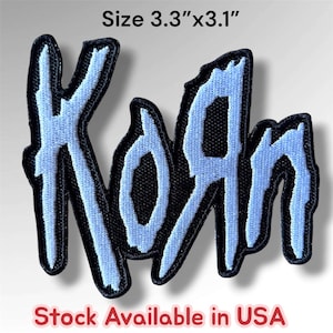Korn Embroidered Patch Iron- Sew on Band White Gray Logo Nu Alternative Metal KoЯn
