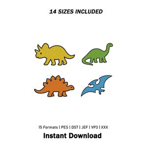 Dinosaur Embroidery Design | Cute Mini Dinosaur Machine Embroidery Design | Kawaii Dino Set for Kids | Cute T Rex Dinosaur Embroidery