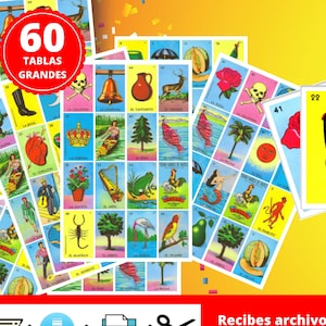Loteria Mexicana Imprimible para Descargar en archivo PDF e imprimir en Casa. Cartas Grandes Jumbo. Juego tradicional de México en Español