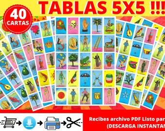 Mexican Loteria Game Cards Printable PDF INSTANT DOWNLOAD - Etsy