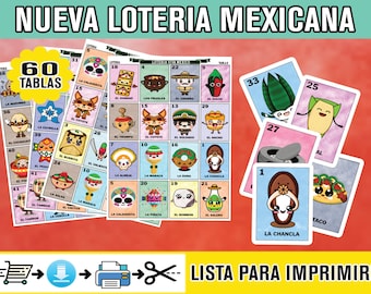 Mexikanische Loteria Karten für Familie und Freunde Viva Mexico Neue Limited Edition 60 einzigartige Bretter & 60 Karten SOFORTIGER DOWNLOAD für die mexikanische Party
