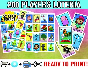 Loteria for Kids Friendly Loteria Game for 200 PLAYERS Big Party and School Loteria Cards PDF Printable Loteria for Kids 200 JUGADORES