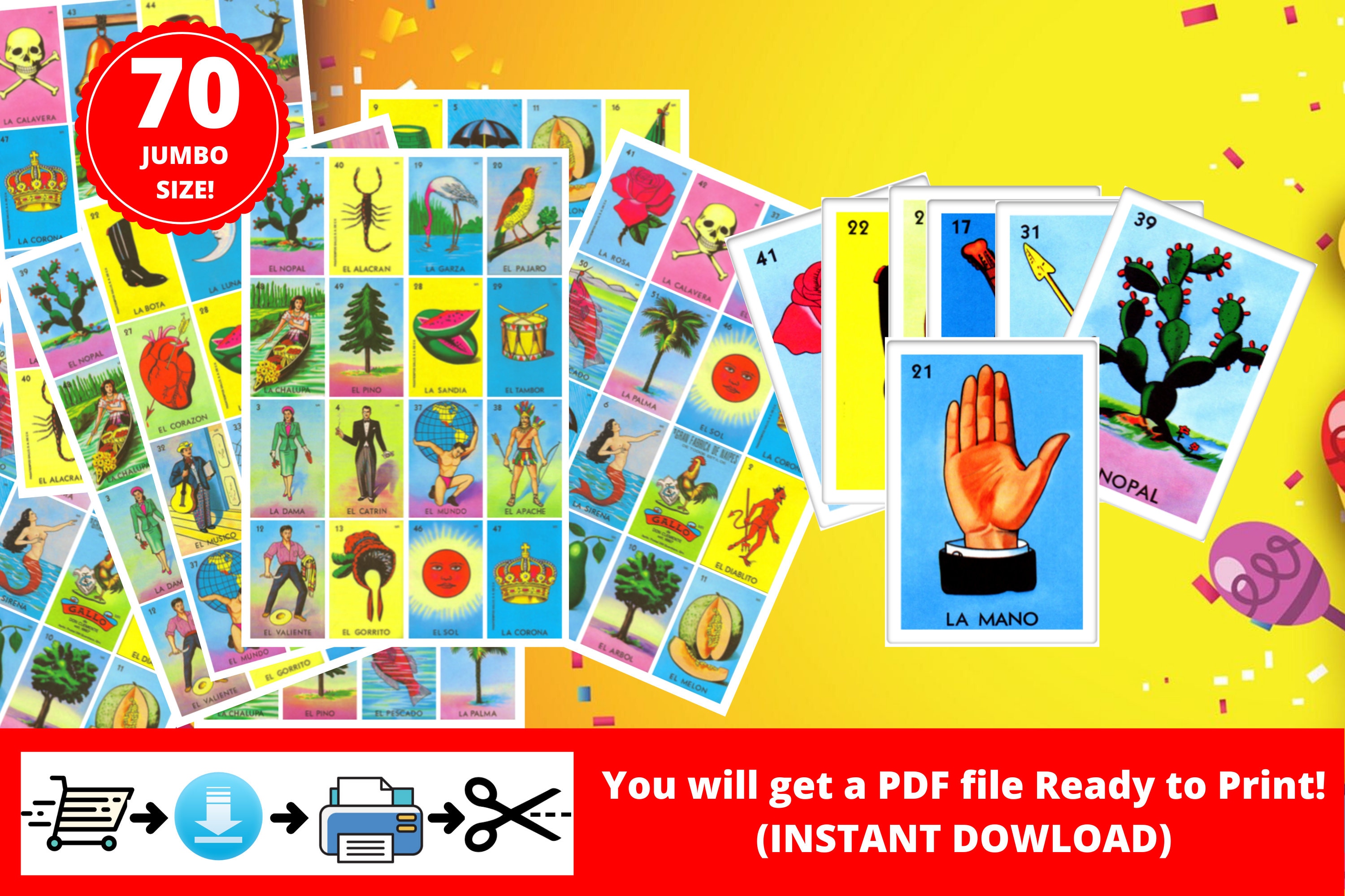 Loteria mexicana imprimible para descargar en archivo pdf e etsy