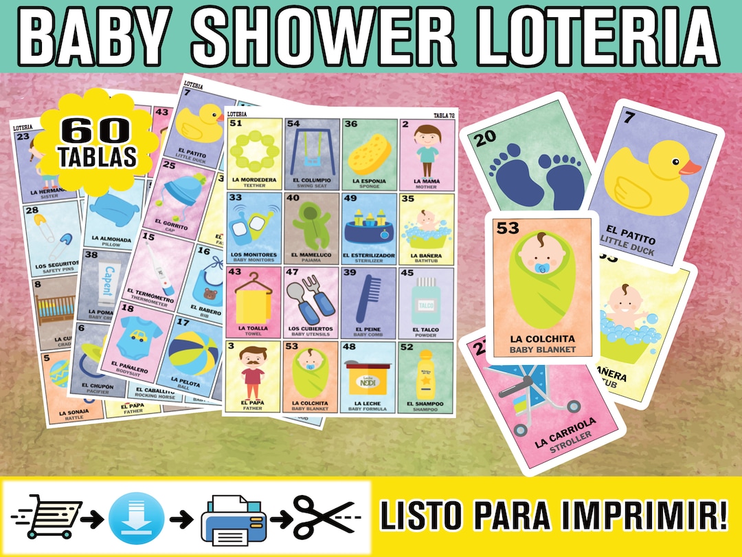 Loteria Baby Shower Download PDF Print and Cut (Instant Download) Etsy