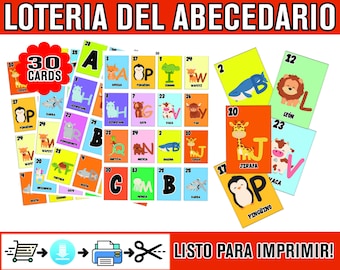 Loteria for kids to learn the Spanish alphabet Great loteria for school READY TO PRINT - Loteria del abecedario en español juego de loteria