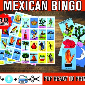 Mexican Loteria Game Cards Printable PDF INSTANT DOWNLOAD Digital File ...