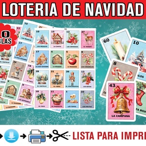 Christmas Loteria Cards Printable Game INSTANT DOWNLOAD Loteria Navideña En Español Loteria De Navidad Para Imprimir Loteria Navidad