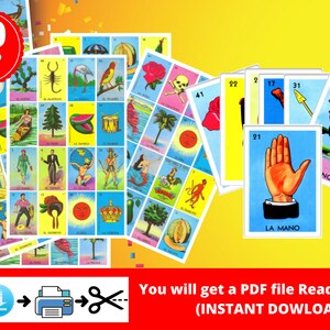 Mexican Loteria Game Cards Printable PDF INSTANT DOWNLOAD Digital File ...