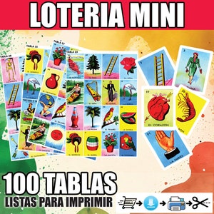 Tarjetas de Lotería Mexicana Tamaño Mini Diversión Mini Tableros de Lotería DESCARGA INSTANTE NUEVA Loteria Mexicana Mini Descarga Instantanea 100 Jugadores