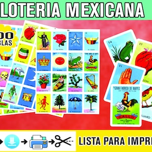 Mexican Loteria Game Cards Printable PDF INSTANT DOWNLOAD Digital File Ready To Print at Home Loteria Mexicana Descargable Para Imprimir 100