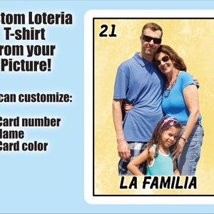 Custom Loteria Shirt From your Picture for Adults and Kids Party Personalized Loteria Card Tshirt From Your Photo Customized Bingo Shirt 画像 2