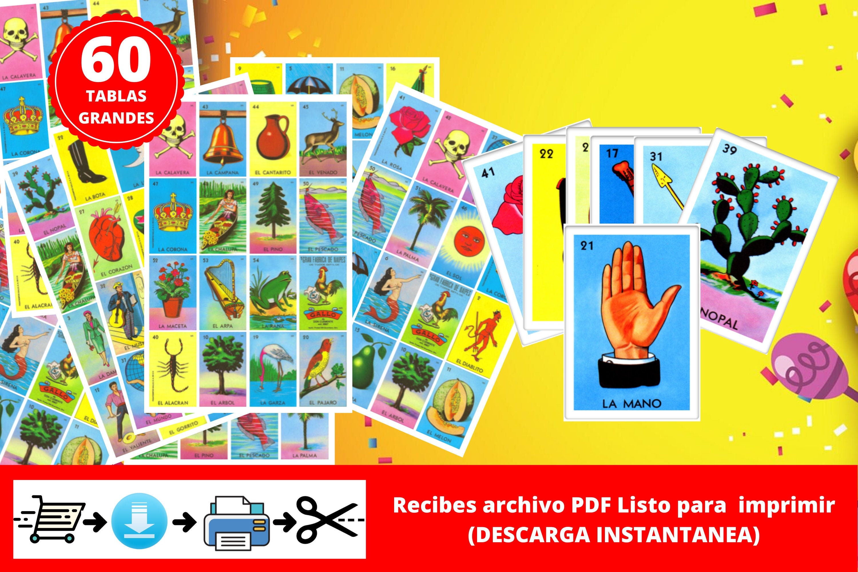 mexican loteria game cards printable pdf instant download etsy