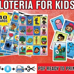 Loteria Mexicana Para Ninos 40 Cartas Descargar imprimir en Casa Cartas Ideales Para Niños Juego de Loteria en Español Version Mejorada