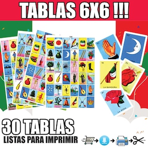 Mexican Loteria Game EXTREME EDITION with 6x6 Boards Download and Print Today Loteria Mexicana Para Imprimir Edicion Extrema con Tablas 6x6