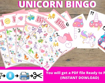 unicorn bingo etsy