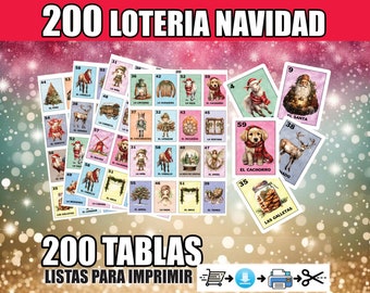 Loteria Navidad Para Imprimir Loteria Navidena Descargar e Imprimir  Christmas Loteria Game Printable Cards INSTANT DOWNLOAD 200 PLAYERS