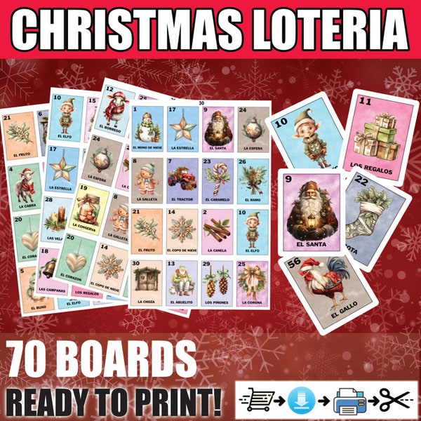 Loteria Navidena Espanol Loteria Navidad Para Imprimir Loteria De Navidad  Spanish Christmas Loteria Cards Printable Game INSTANT DOWNLOAD