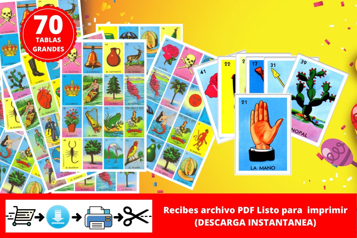 Mexican Loteria Game Cards Printable Easy PDF INSTANT DOWNLOAD - Etsy