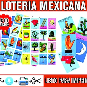 Loteria Mexicana Imprimible para Descargar en archivo PDF e imprimir en Casa. Cartas de loteria. Juego tradicional de México en Español