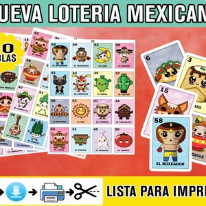 Loteria Mexicana Digital Imprimible Para Niños. Juego de Loteria Mexicana Ideal para jugar en familia con niños pequeños. Imprime en casa