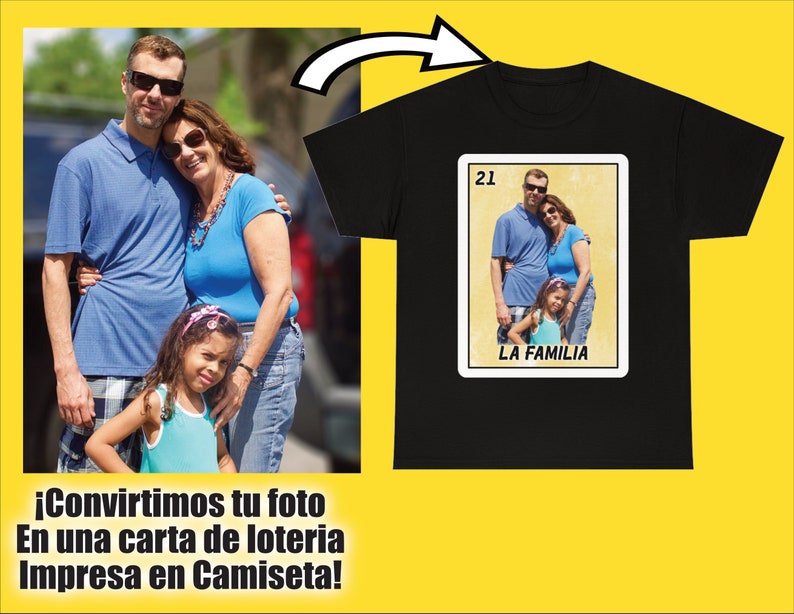 Custom Loteria Shirt From your Picture for Adults and Kids Party Personalized Loteria Card Tshirt From Your Photo Customized Bingo Shirt image 7