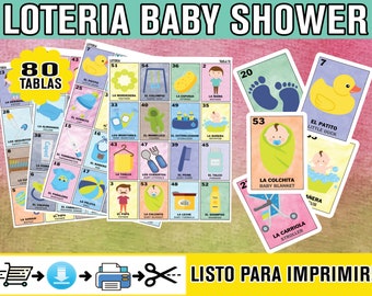 Loteria Baby Shower Download Bilingual Bingo PDF INSTANT DOWNLOAD Spanish English Digital Loteria Español e Ingles para Descargar e Imprimir