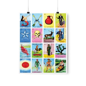 Mexican Loteria Cards Print Posters Wall Art for Home Room Classroom School Decor Great Mexico Bingo Wall Art Gift Idea for Loteria Lovers!