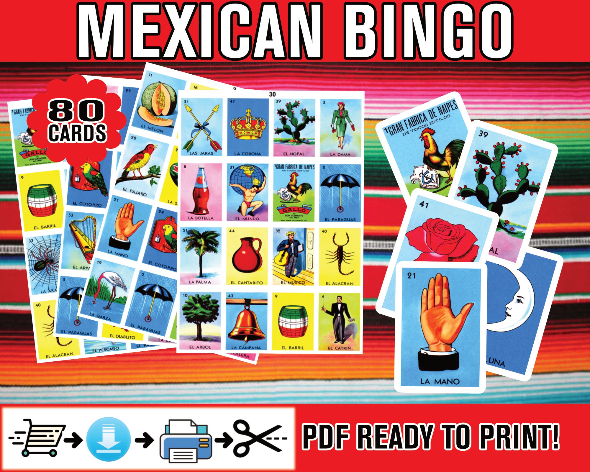 Loteria Mexicana Imprimible para Descargar en archivo PDF e - Etsy México
