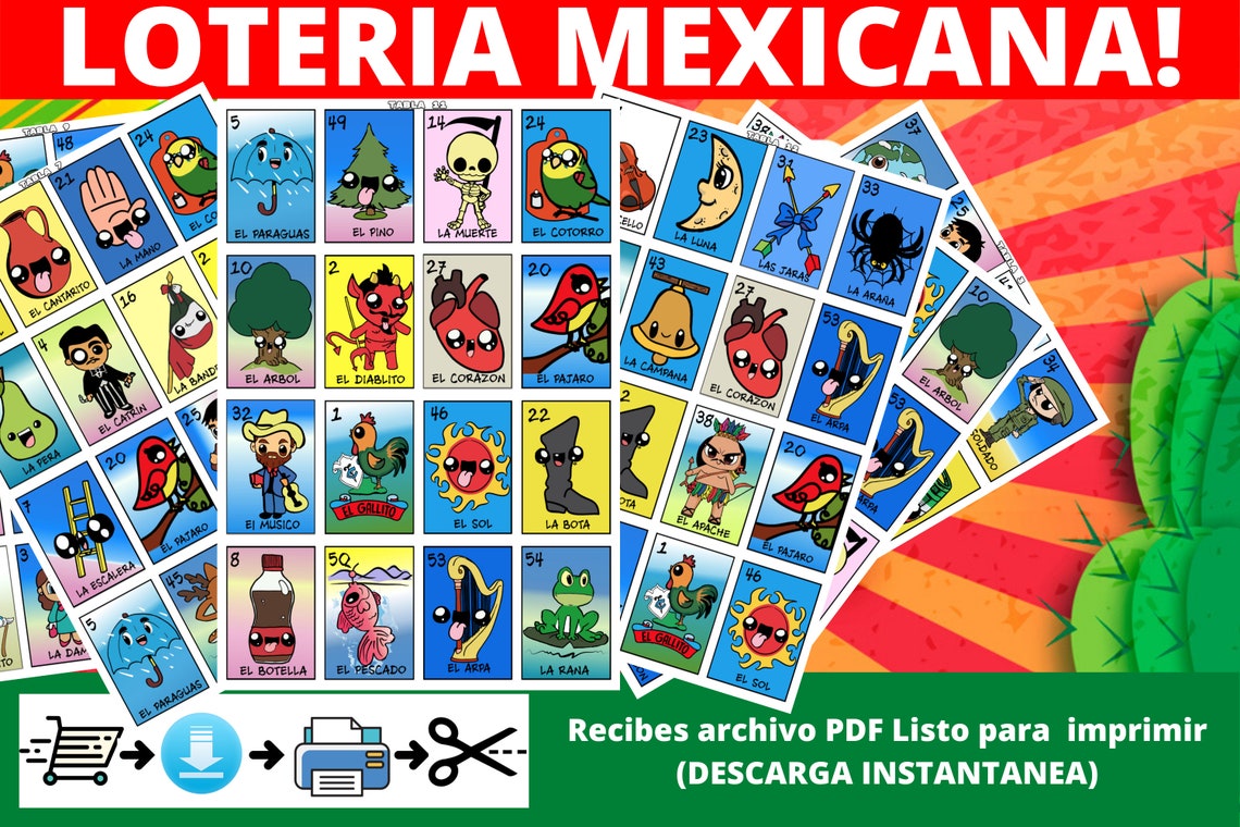 Loteria Mexicana Digital Imprimible Para Niños. Juego de - Etsy México
