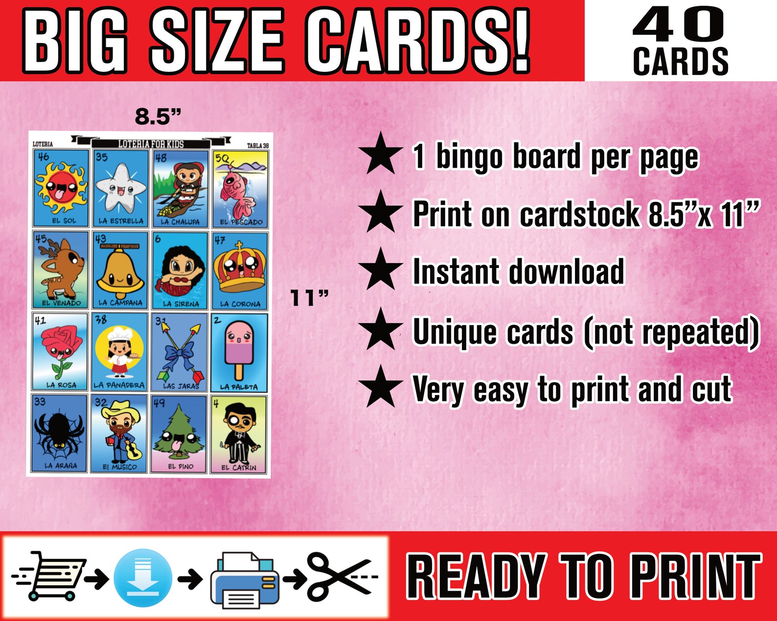 Kid Friendly Loteria Game for Party and School BIG Loteria - Etsy