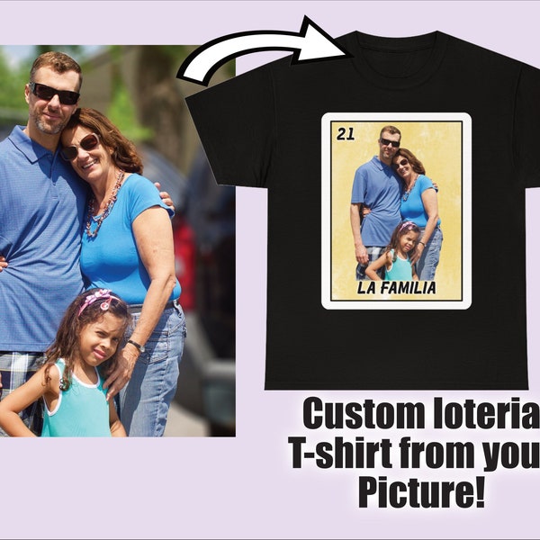 Custom Loteria Shirt From your Picture for Adults and Kids Party Personalized Loteria Card Tshirt From Your Photo! Customized Bingo Shirt