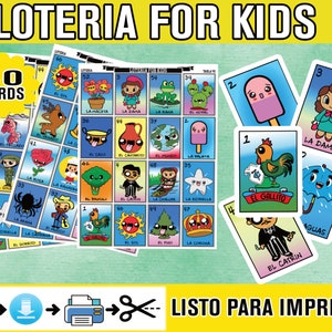 Loteria Mexicana Para Ninos 80 Tablas Descargar imprimir en Casa Cartas Ideales Para Niños Juego de Loteria en Español Version Mejorada
