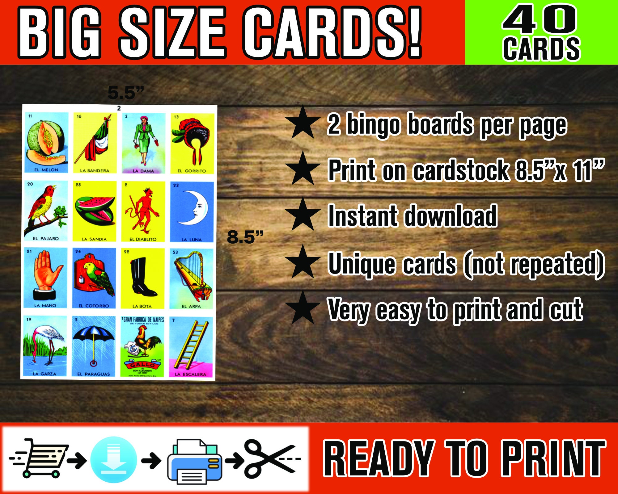 Loteria Mexicana Imprimible para Descargar en archivo PDF e | Etsy